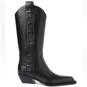 Off-White For Walking Black Leather Western Boots size 38 NEW